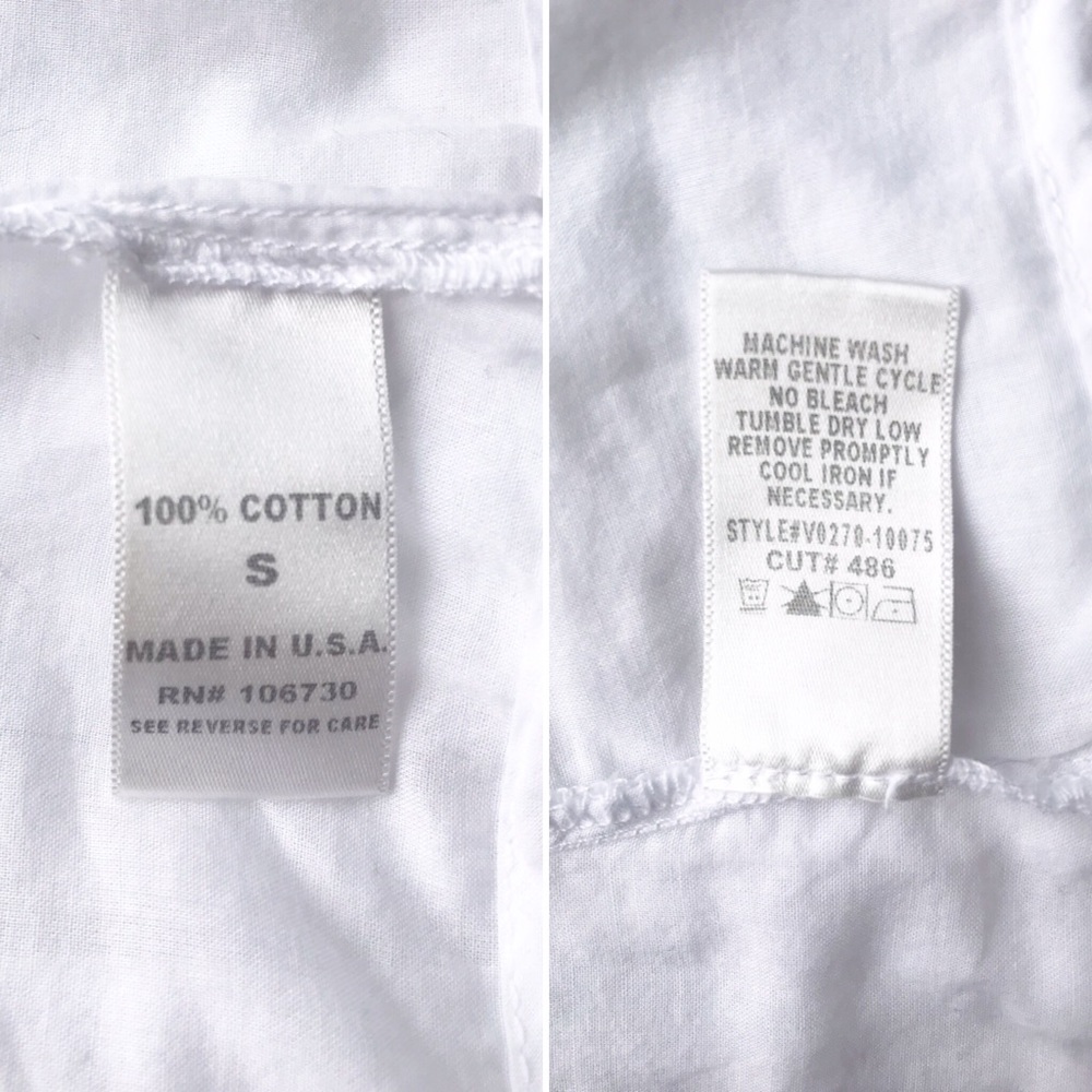 Vince White 100% Cotton Long Sleeve V Neck Raw Trim Blouse - Picture 8 of 8